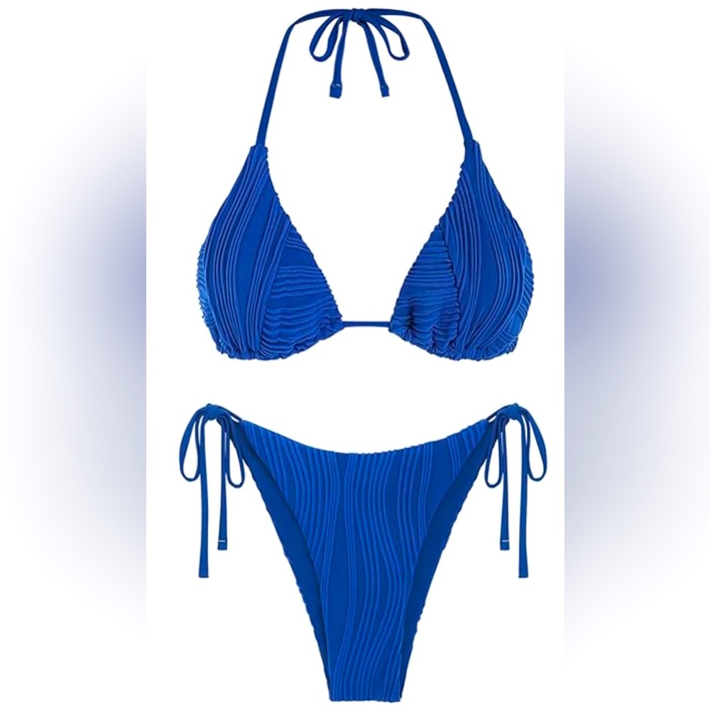 BLUE HIGH LEG CHEEKY BIKINI